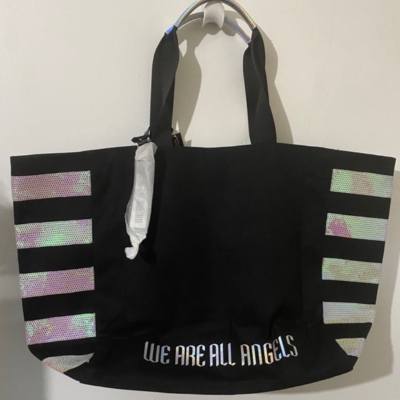 Victoria’s Secret Sequin Striped Tote Bag - Holographic, Prismatic Sequins / NEW - Picture 4 of 9